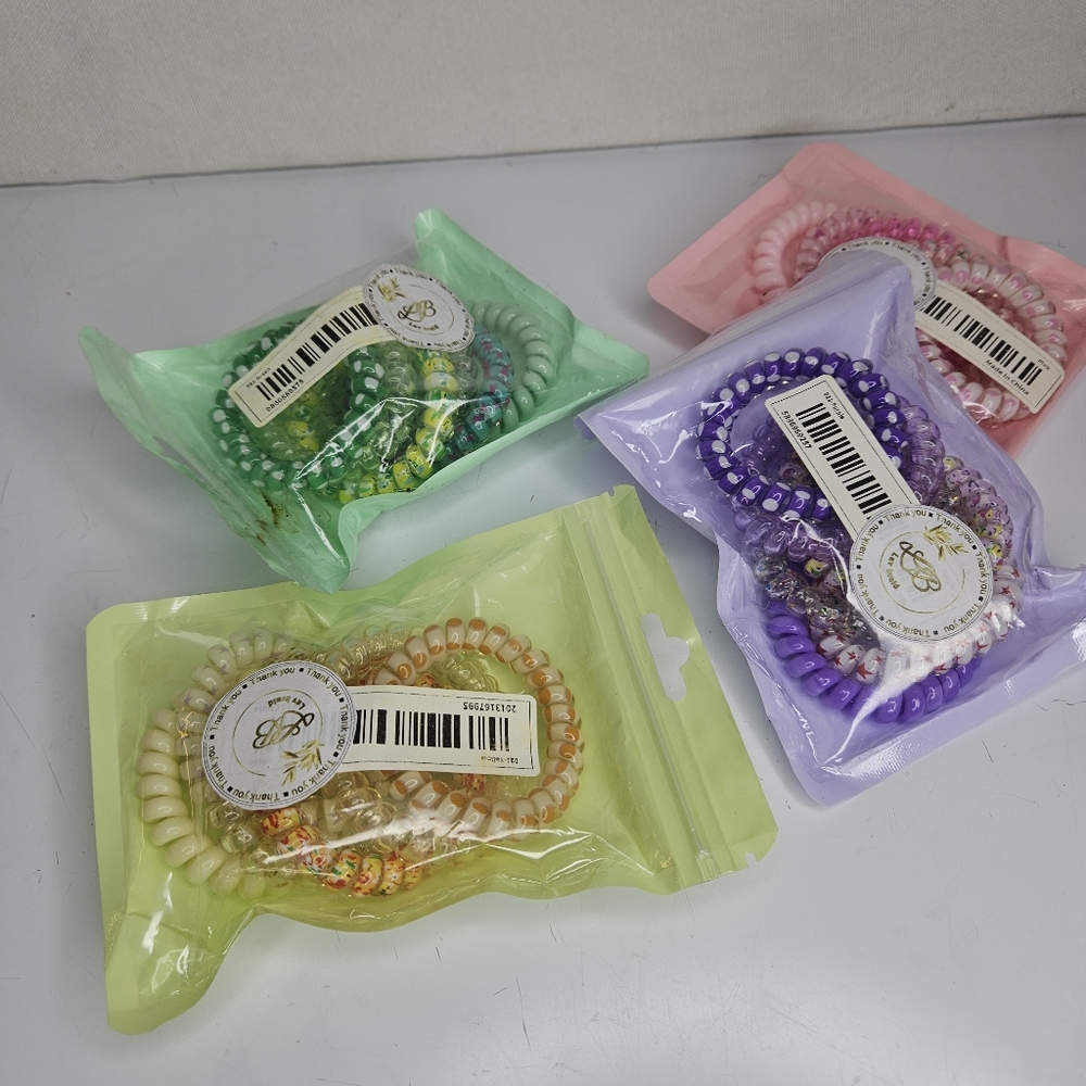 Elastic hair ties floral pattern ponytail holders for workout vacation&everyday - Picture 7 of 12